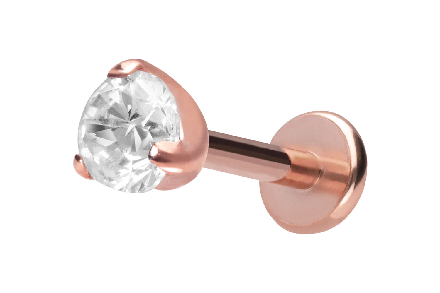 Titan Labret Piercing mit Push Fit EINGEFASSTER KRISTALL